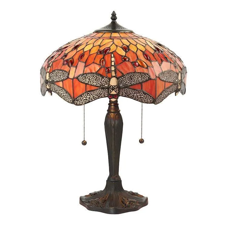 Interiors 1900 Flame Dragonfly Tiffany Table Lamp