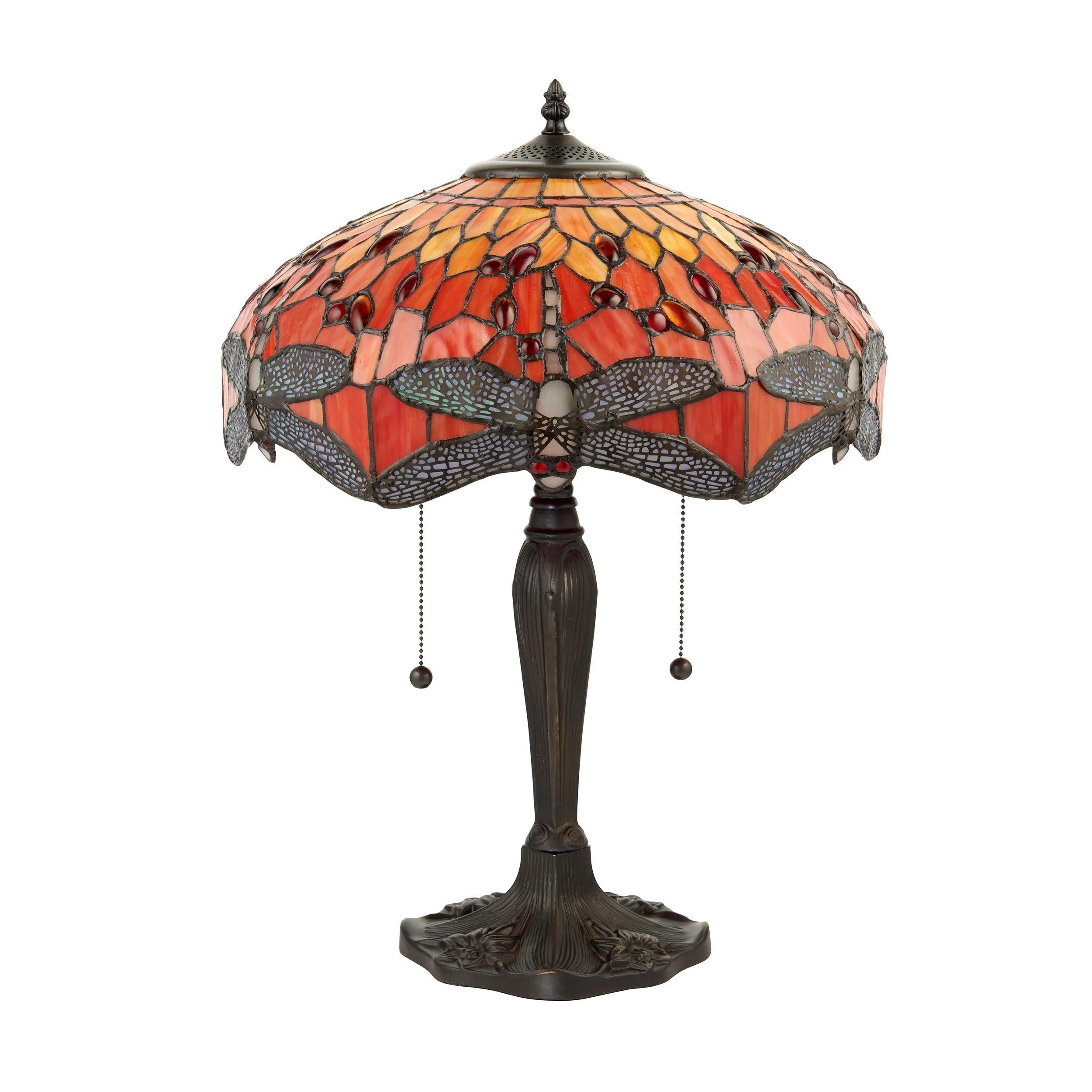 Interiors 1900 Flame Dragonfly Tiffany Table Lamp