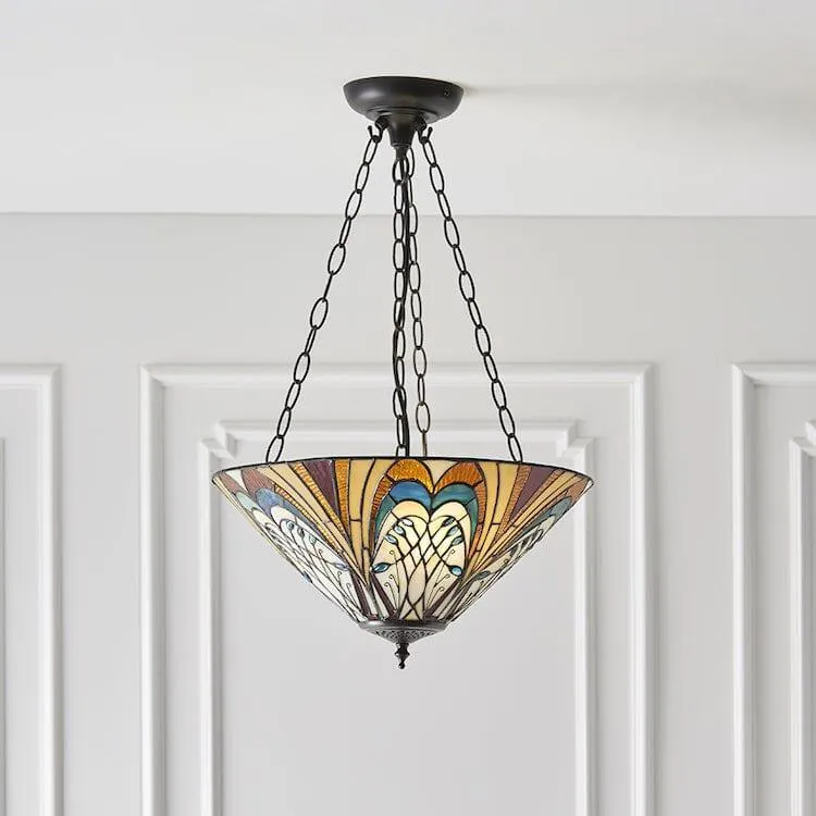 Interiors 1900 Hector Medium Inverted Tiffany Ceiling Light