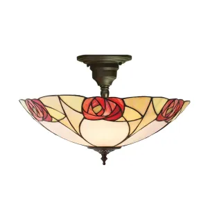 Interiors 1900 Ingram Semi Flush Tiffany Ceiling Light