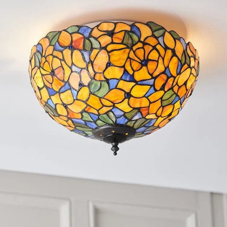 Interiors 1900 Josette Medium Flush Tiffany Ceiling Light