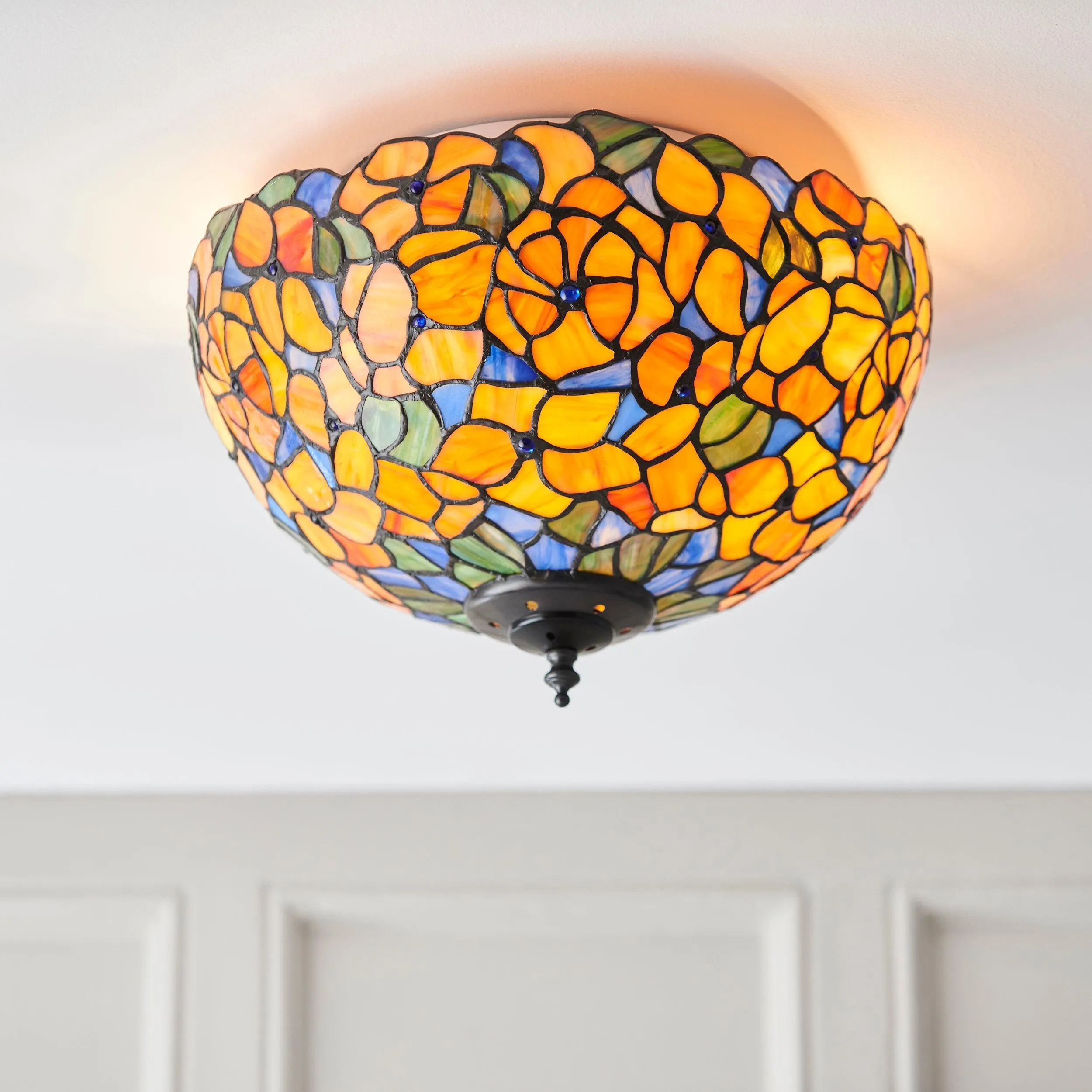 Interiors 1900 Josette Medium Flush Tiffany Ceiling Light