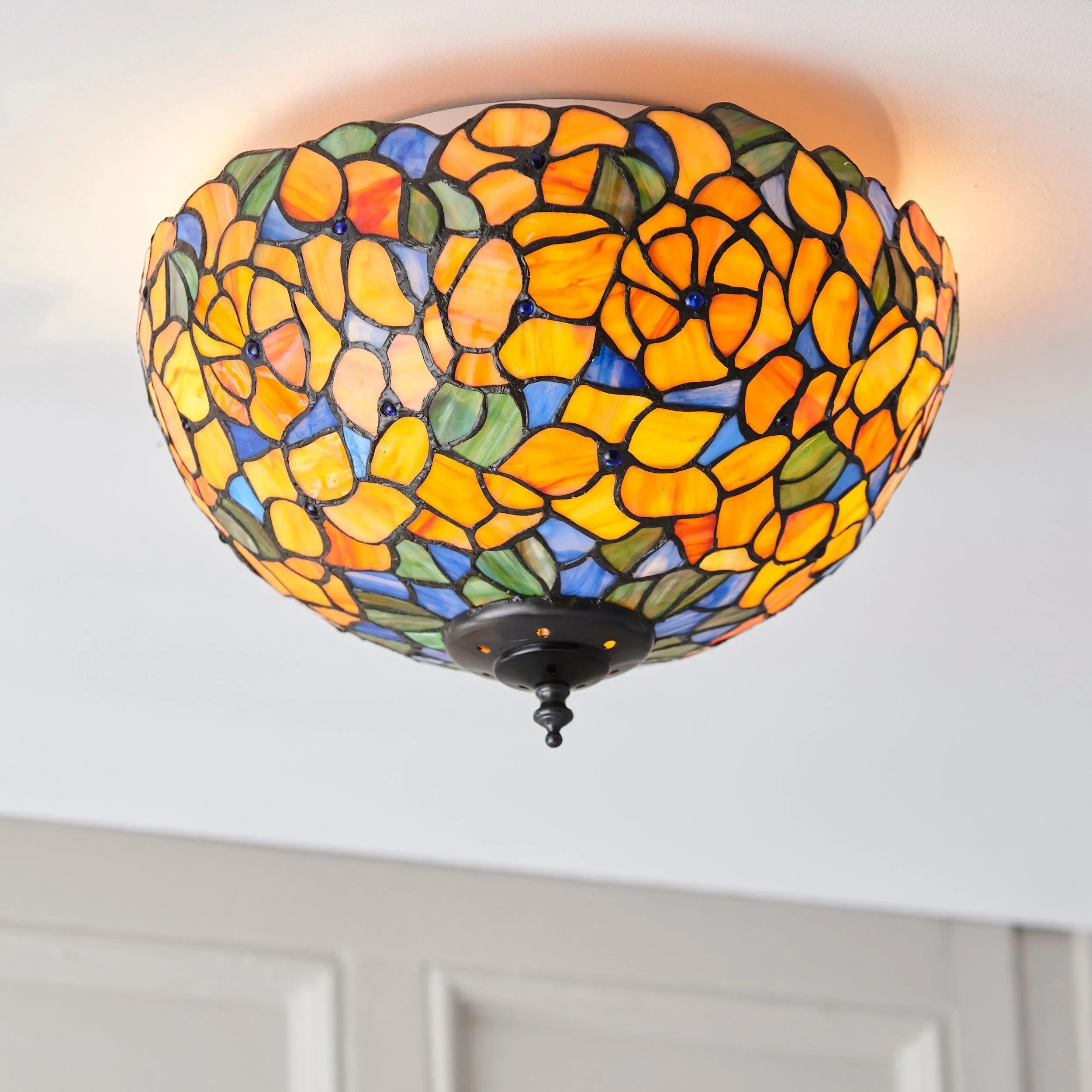 Interiors 1900 Josette Medium Flush Tiffany Ceiling Light