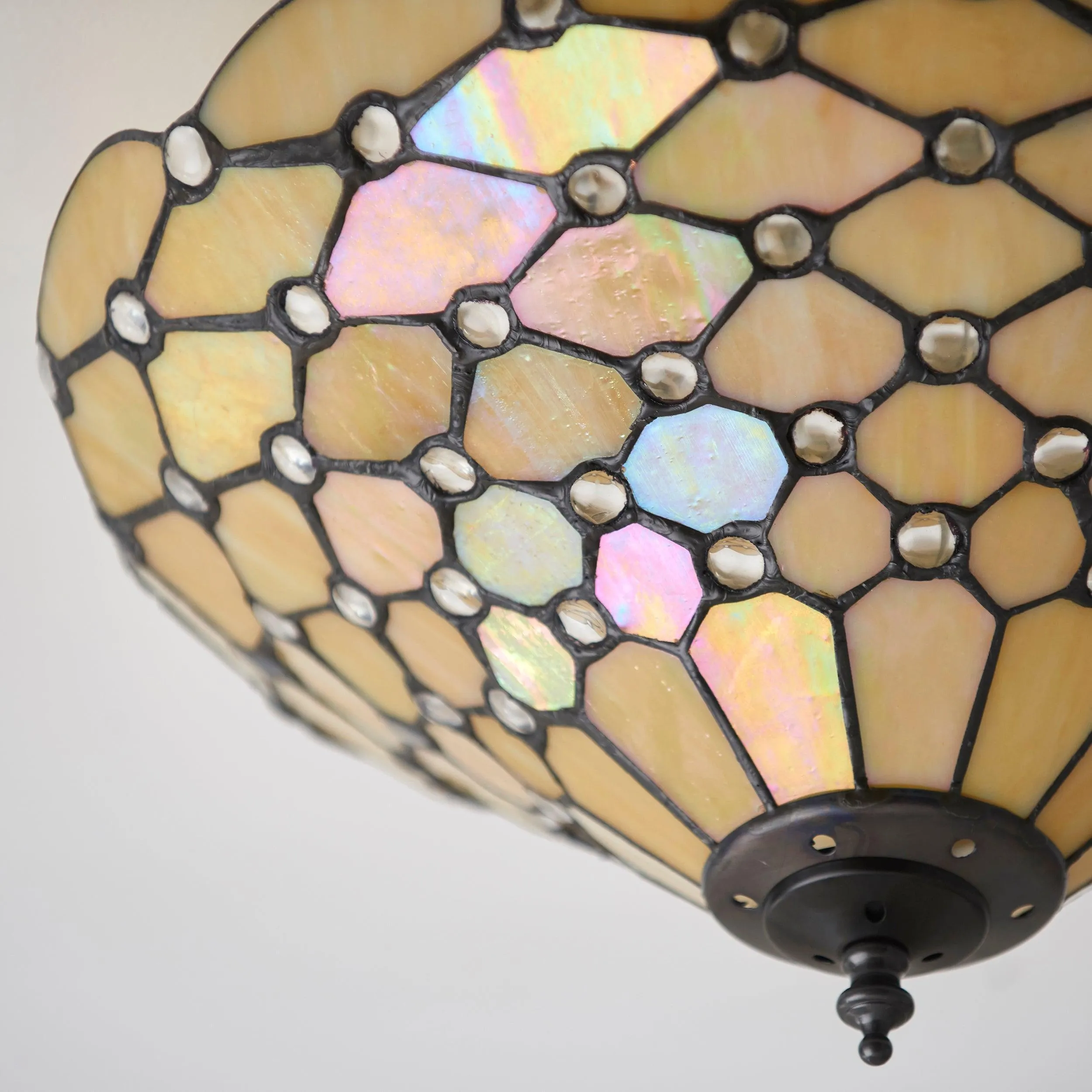 Interiors 1900 Pearl Medium Flush Tiffany Ceiling Light