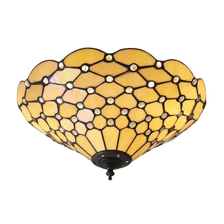 Interiors 1900 Pearl Medium Flush Tiffany Ceiling Light