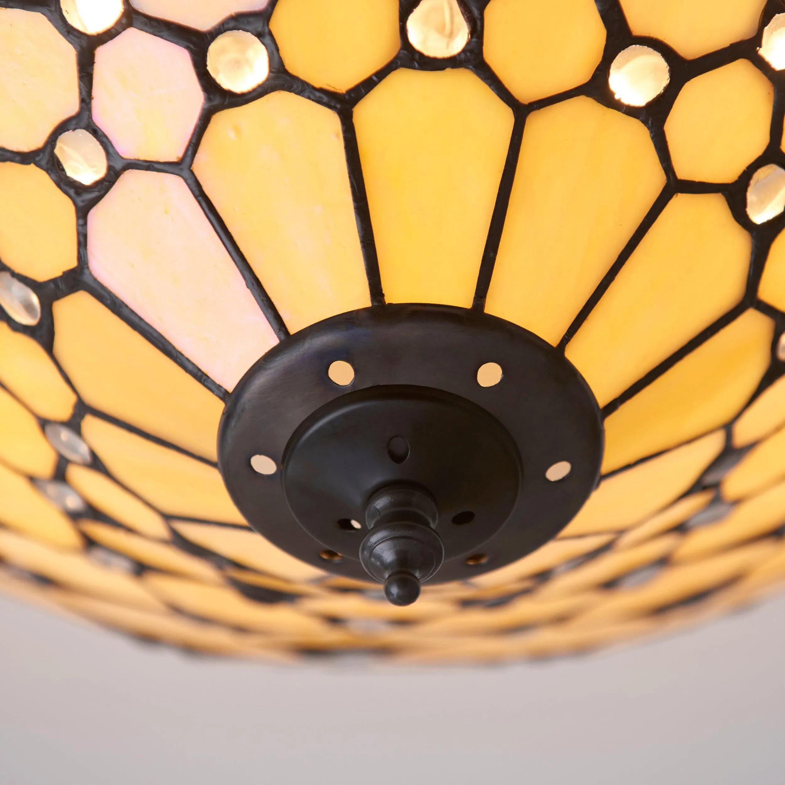 Interiors 1900 Pearl Medium Flush Tiffany Ceiling Light