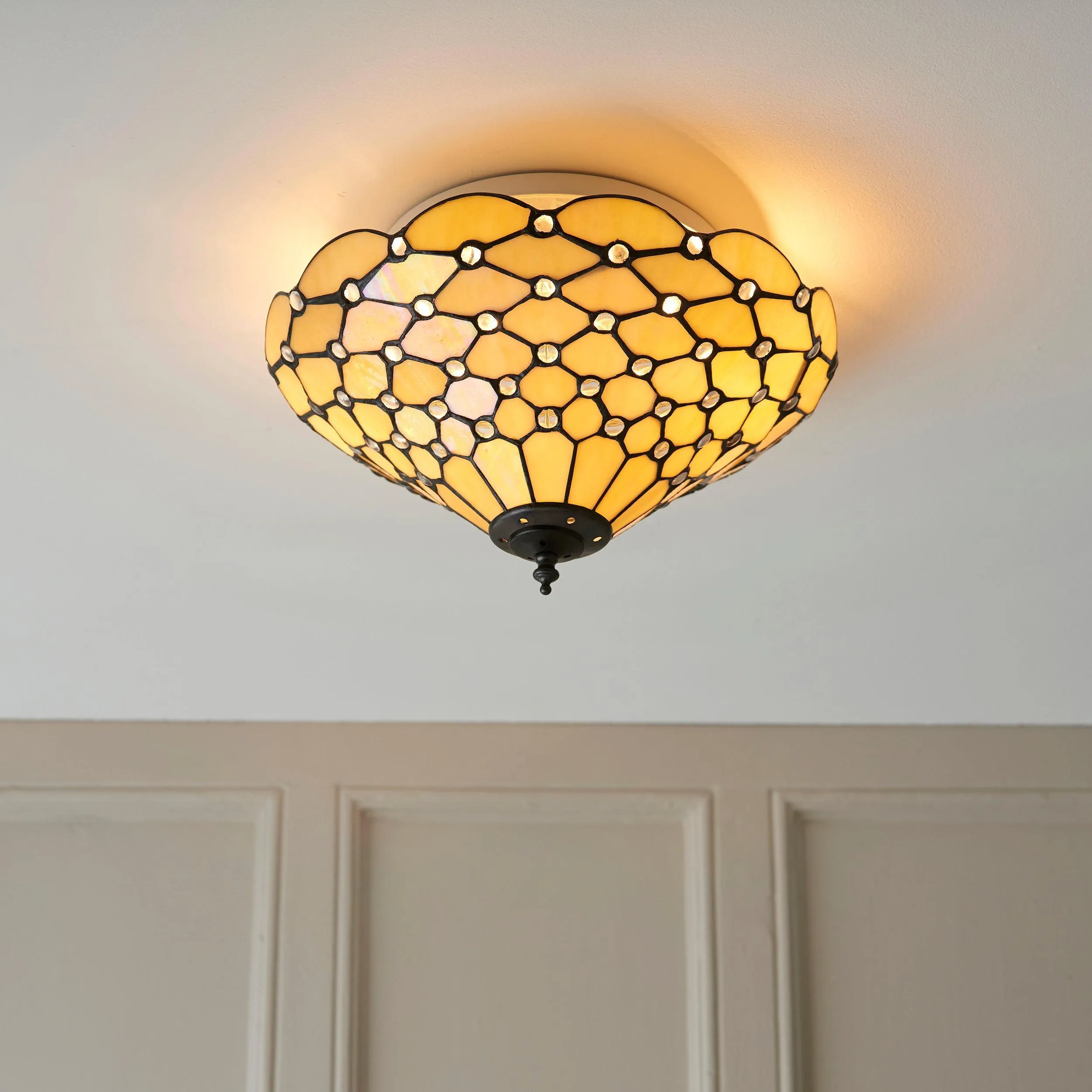 Interiors 1900 Pearl Medium Flush Tiffany Ceiling Light