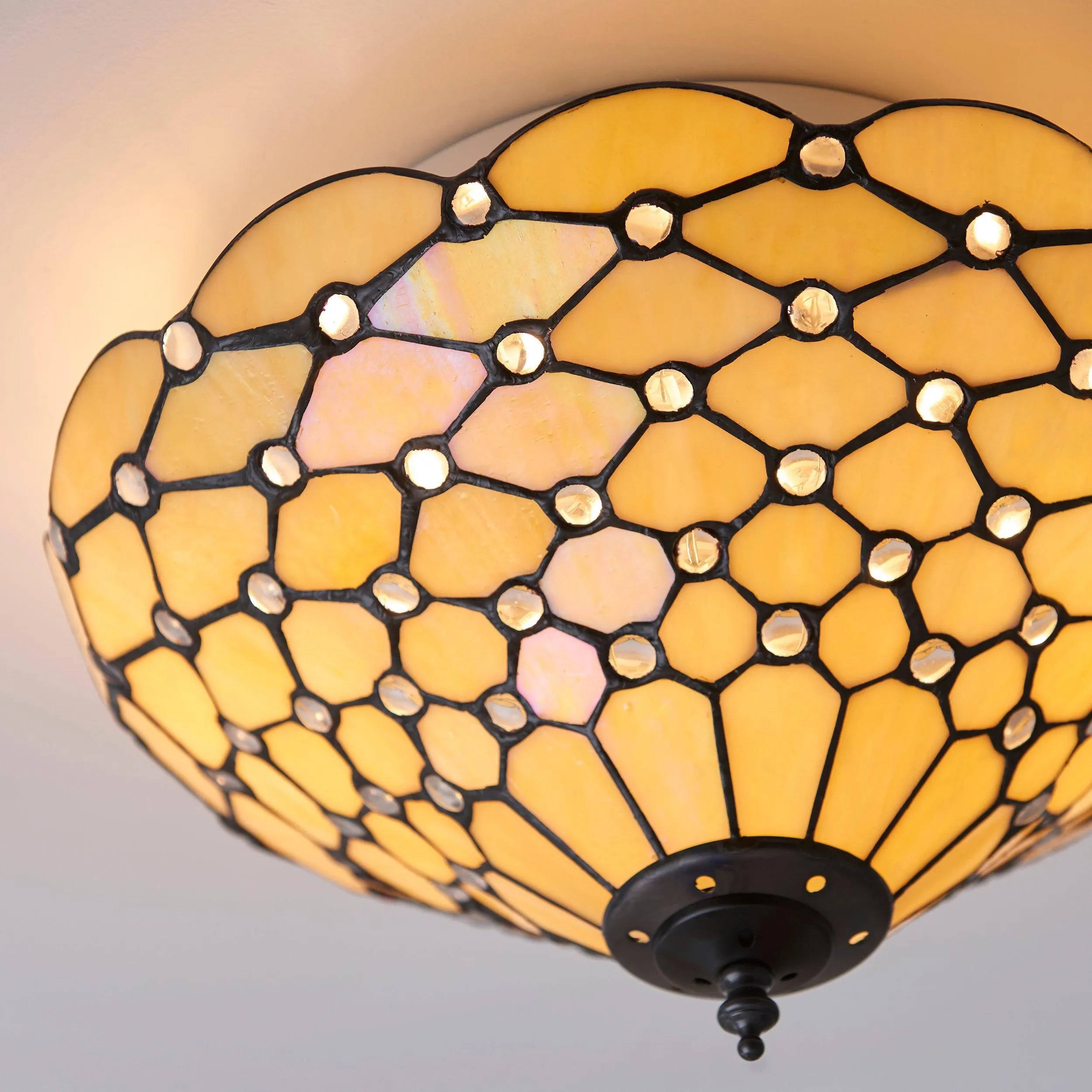 Interiors 1900 Pearl Medium Flush Tiffany Ceiling Light