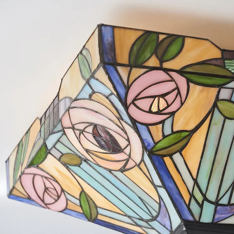 Interiors 1900 Willow Large Flush Tiffany Ceiling Light