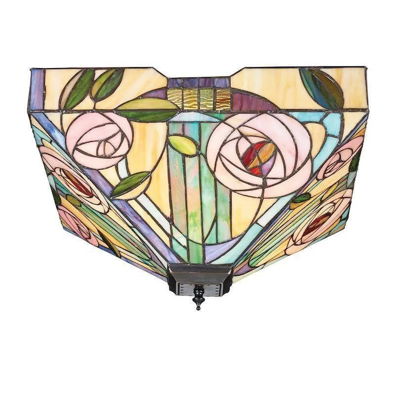 Interiors 1900 Willow Large Flush Tiffany Ceiling Light