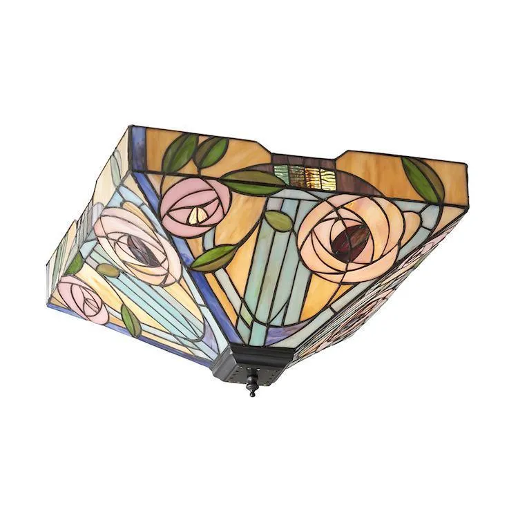 Interiors 1900 Willow Large Flush Tiffany Ceiling Light