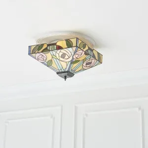 Interiors 1900 Willow Medium Flush Tiffany Ceiling Light