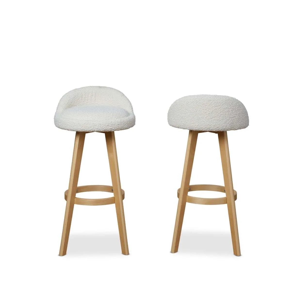 Jamie Bar Stool - Set of 2 - Cream Boucle Mocka