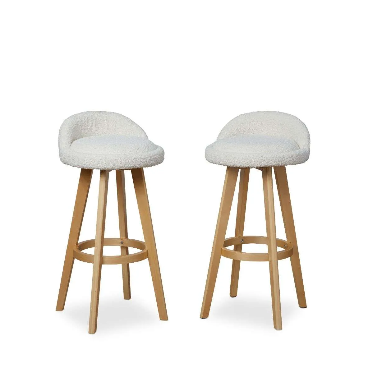 Jamie Bar Stool - Set of 2 - Cream Boucle Mocka