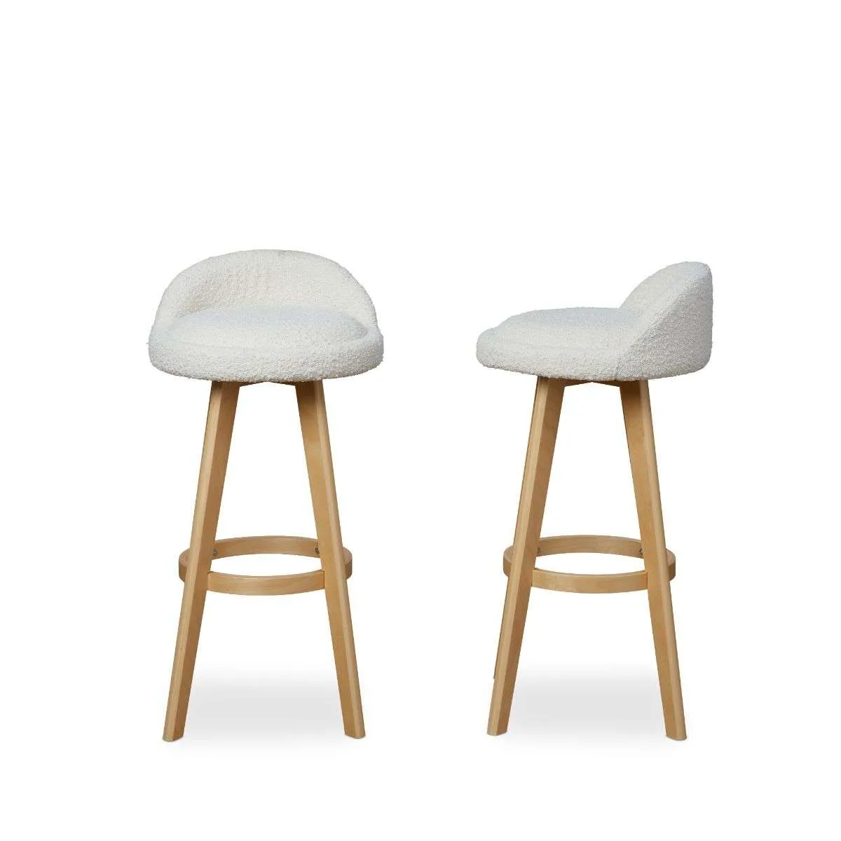Jamie Bar Stool - Set of 2 - Cream Boucle Mocka