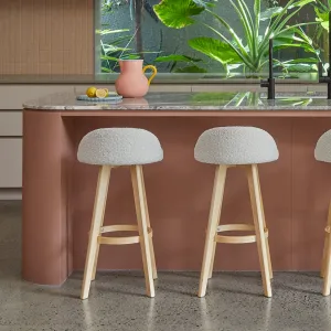 Jamie Bar Stool - Set of 2 - Cream Boucle Mocka