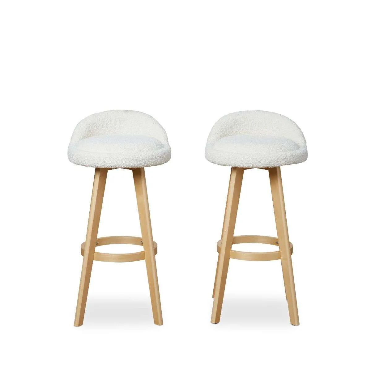 Jamie Bar Stool - Set of 2 - Cream Boucle Mocka