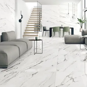 JOB LOT - Statuario Plus Marble Effect Porcelain Tile 75x151cm Polished - 21.66m2