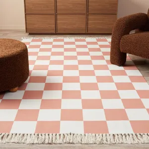 Kobie Checkerboard Rug - Rust Mocka