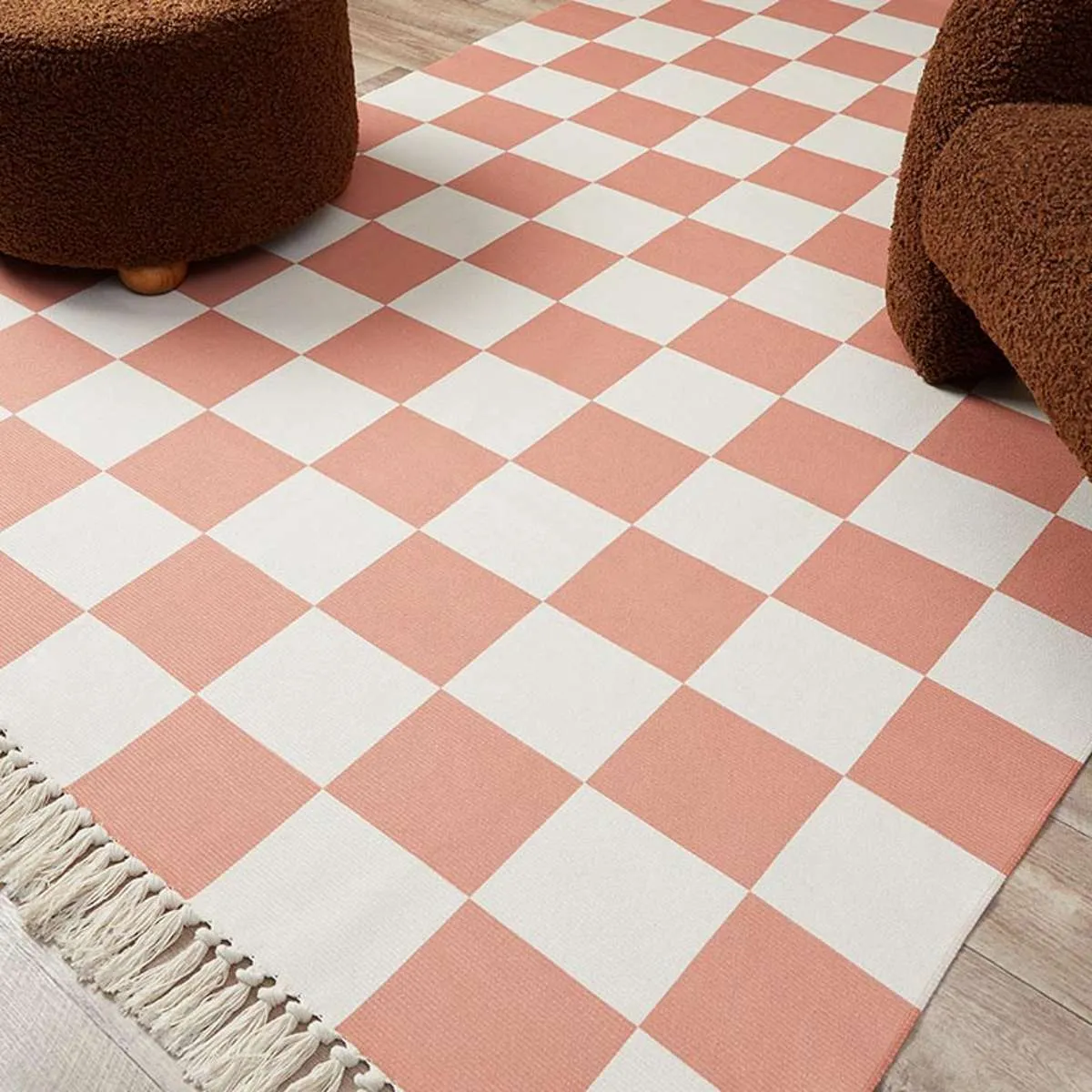 Kobie Checkerboard Rug - Rust Mocka