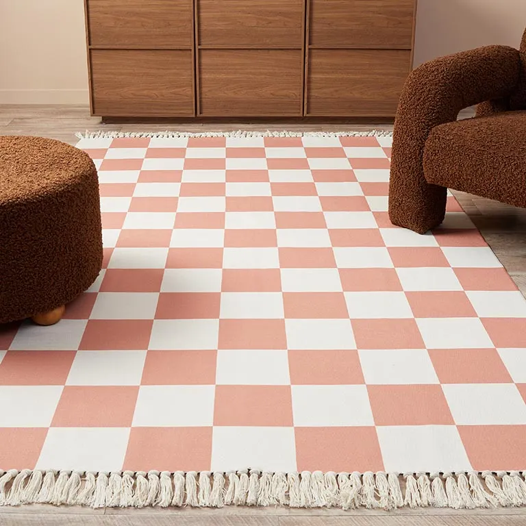 Kobie Checkerboard Rug - Rust Mocka