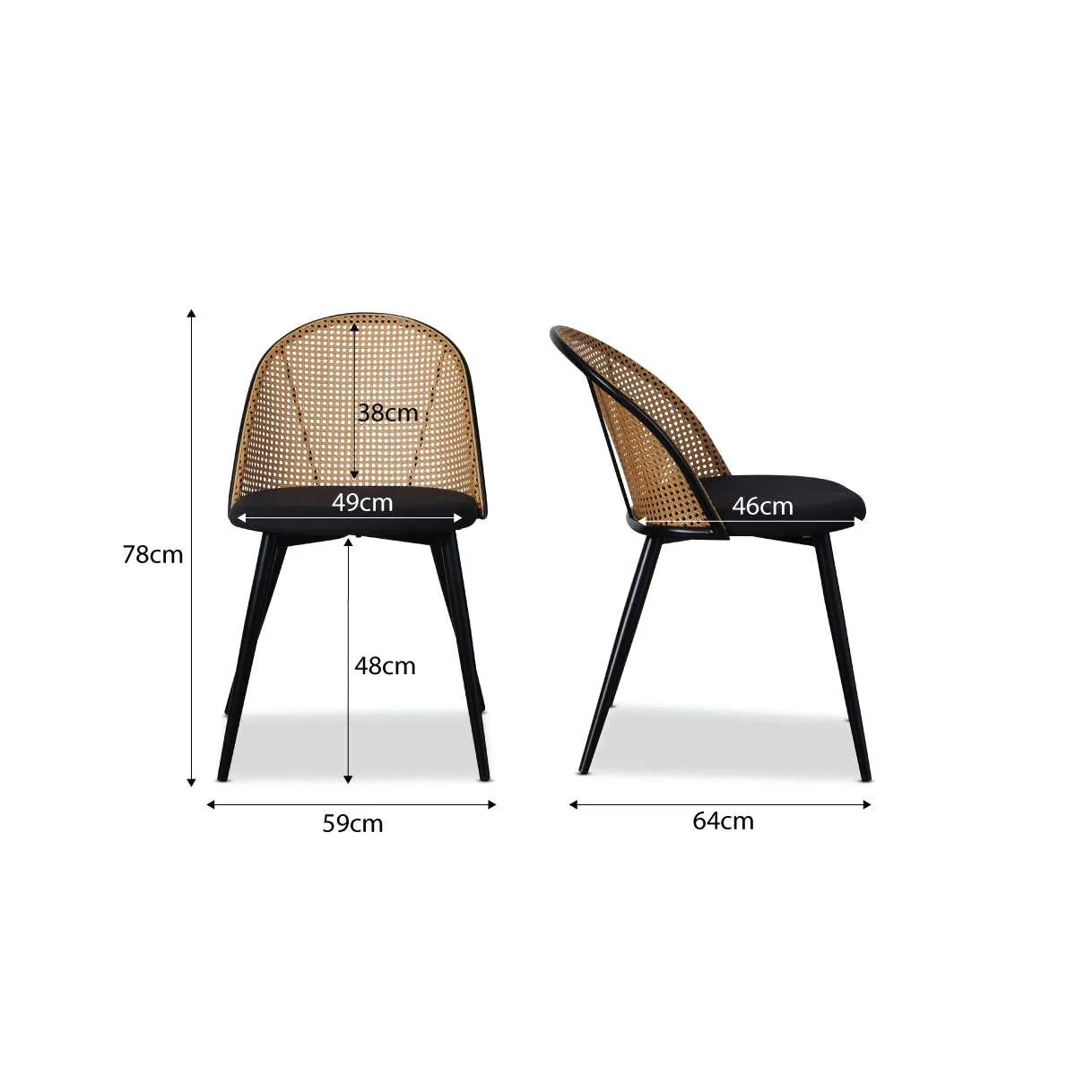 Kyoto Natural and Avila Black Five Piece Dining Set Mocka