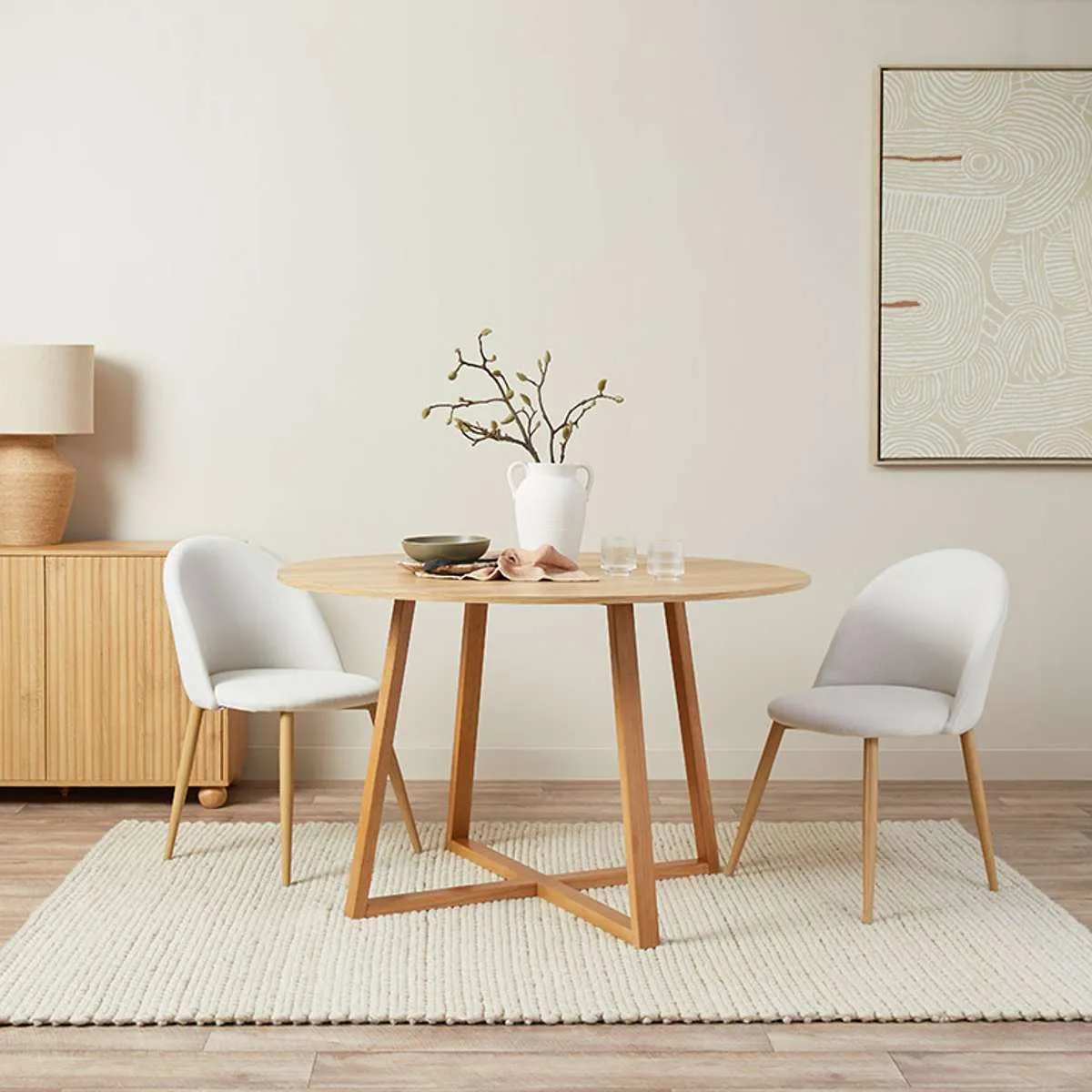 Kyoto Natural and Avila Black Five Piece Dining Set Mocka