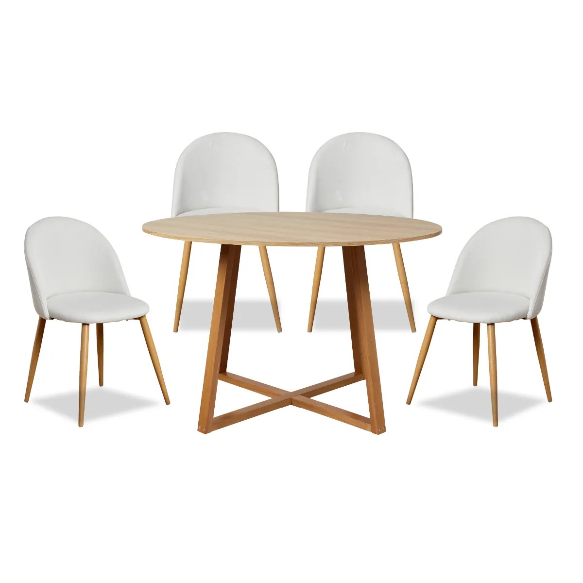 Kyoto Natural and Londyn Cream Five Piece Dining Set Mocka