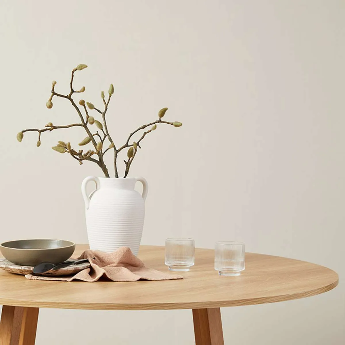 Kyoto Round Four Seater Dining Table - Natural Mocka