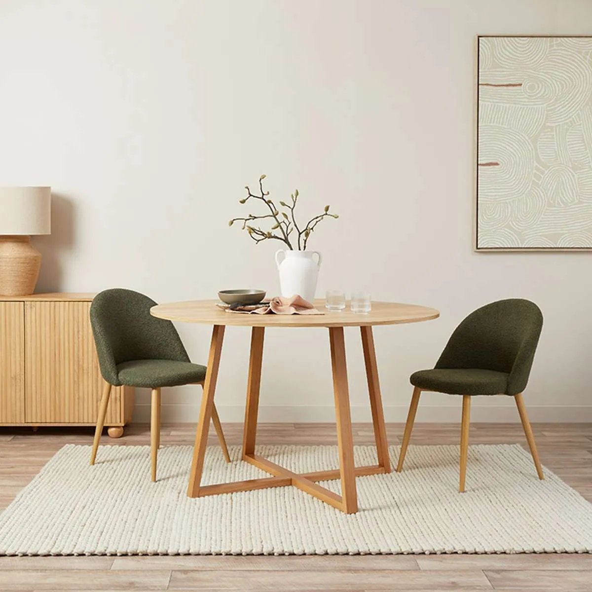 Kyoto Round Four Seater Dining Table - Natural Mocka