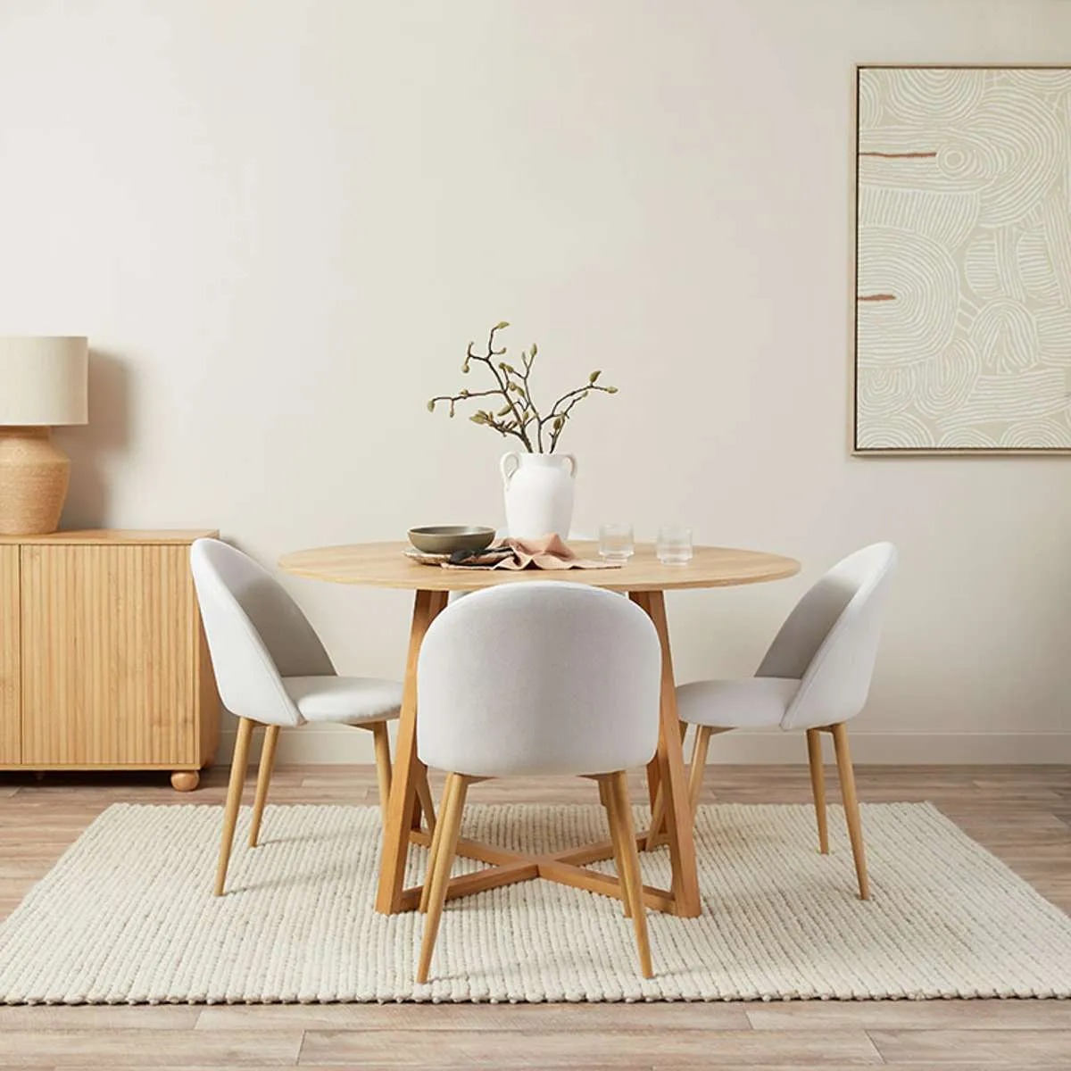 Kyoto Round Four Seater Dining Table - Natural Mocka