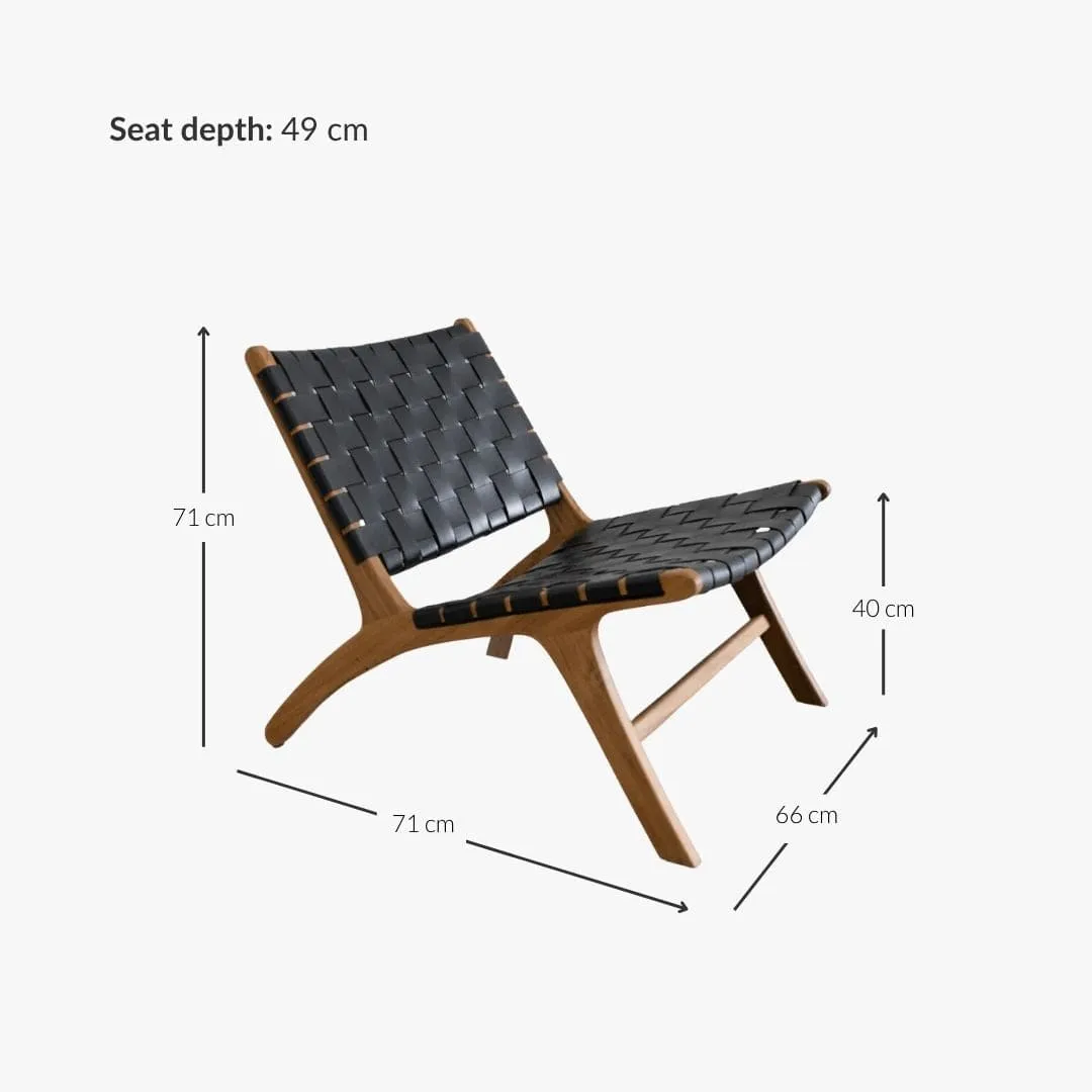 Leather Belt Lounge Chair | Black Zoco Home