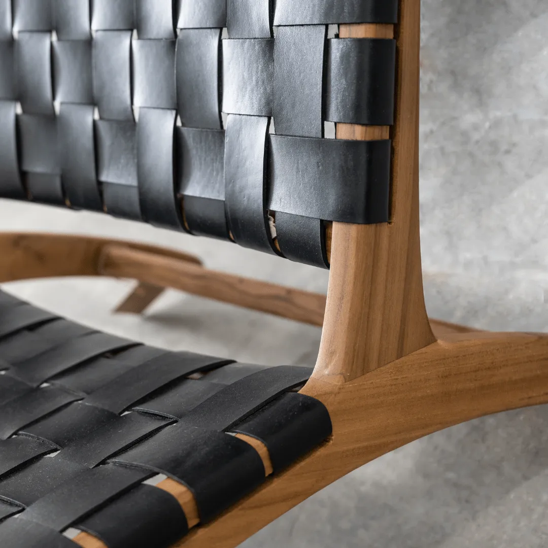 Leather Belt Lounge Chair | Black Zoco Home