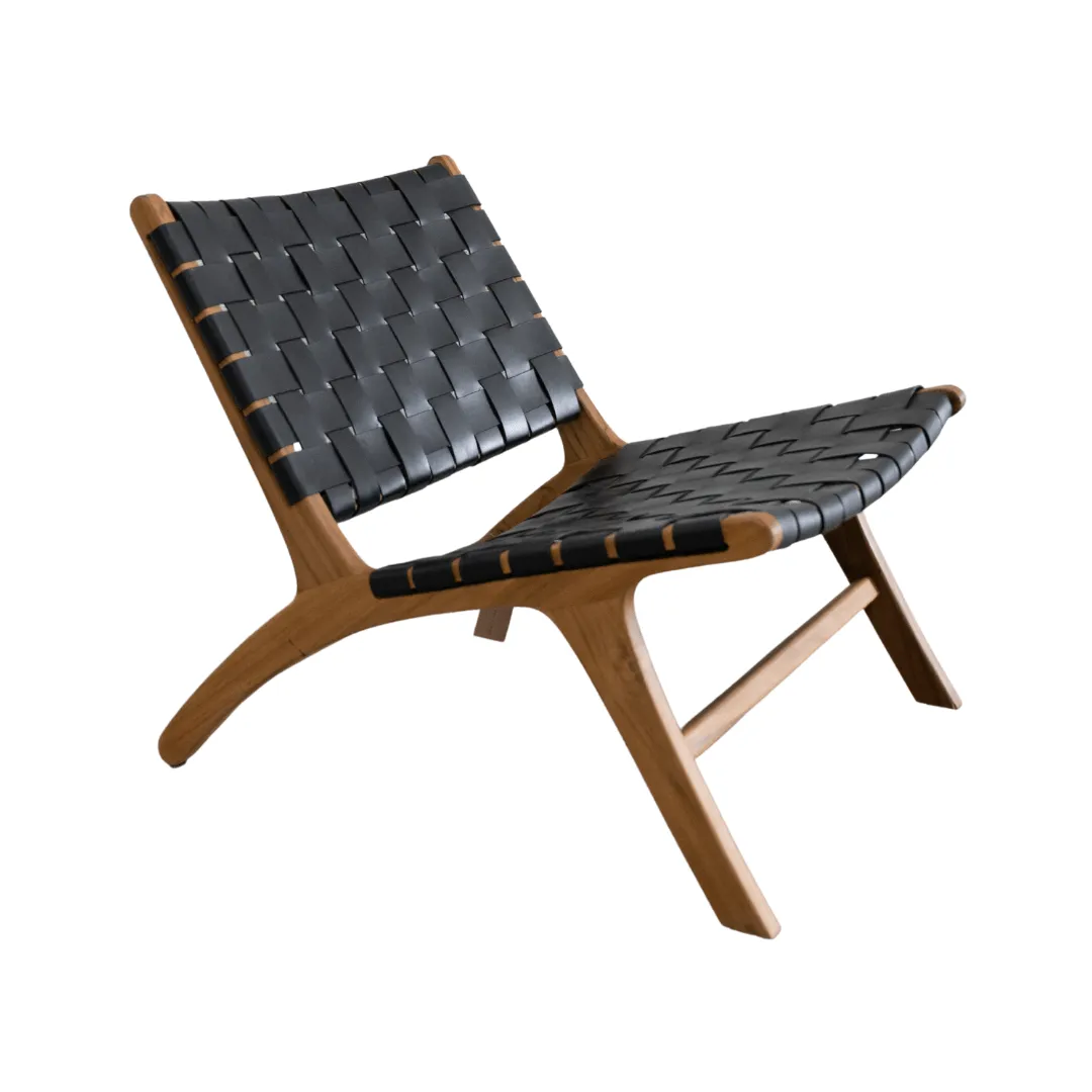 Leather Belt Lounge Chair | Black Zoco Home