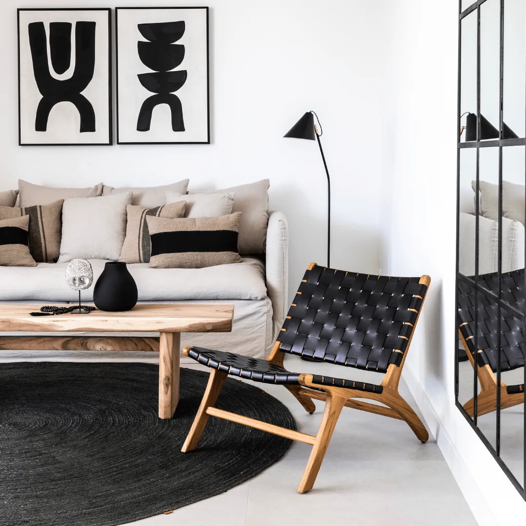 Leather Belt Lounge Chair | Black Zoco Home