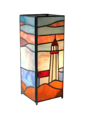 Lighthouse Square Tiffany Table Lamp 27cm
