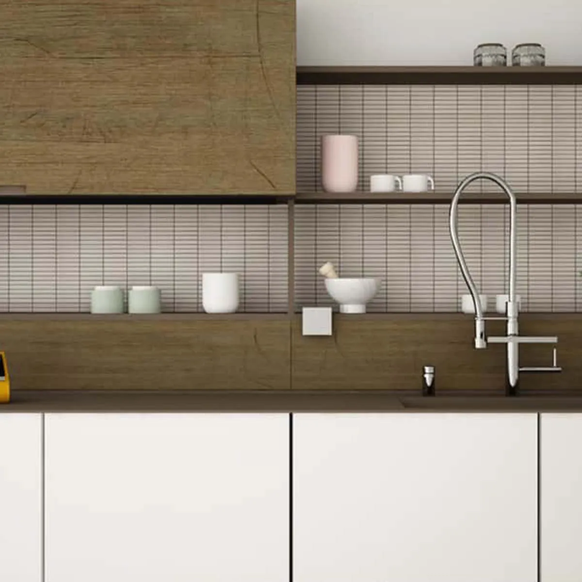 Linea Grigio Kit-Kat Wall & Floor Mosaic Tile 30x29cm Gloss