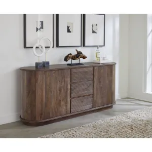 Liyana Solid Wood Three Drawer Two Door Sideboard in Natural Tan Modus