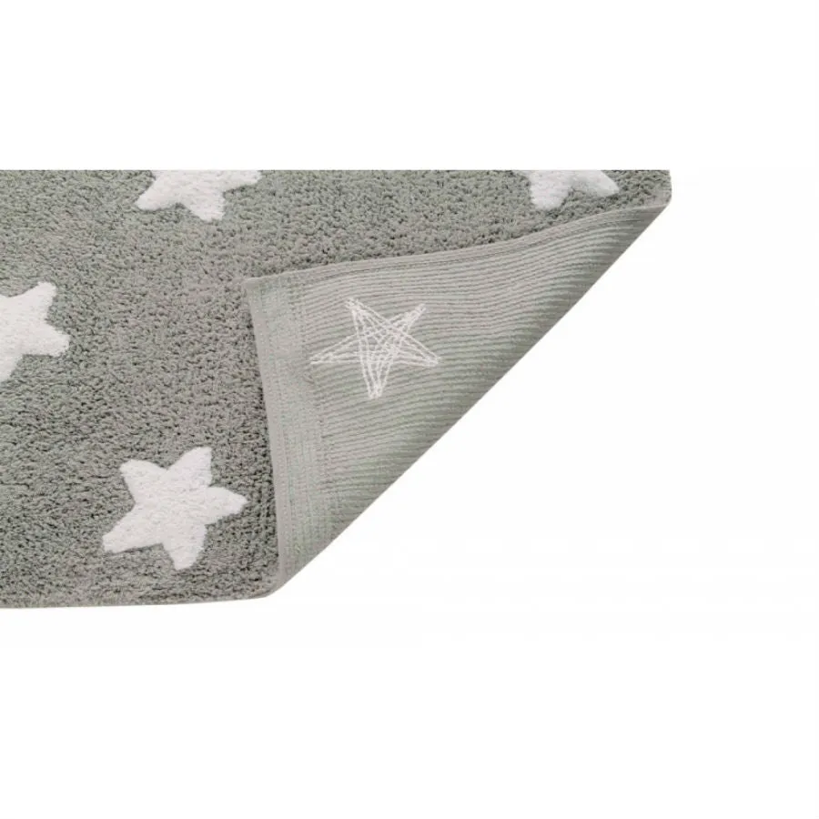 Lorena Canals Grey Stars White Washable Cotton Rug