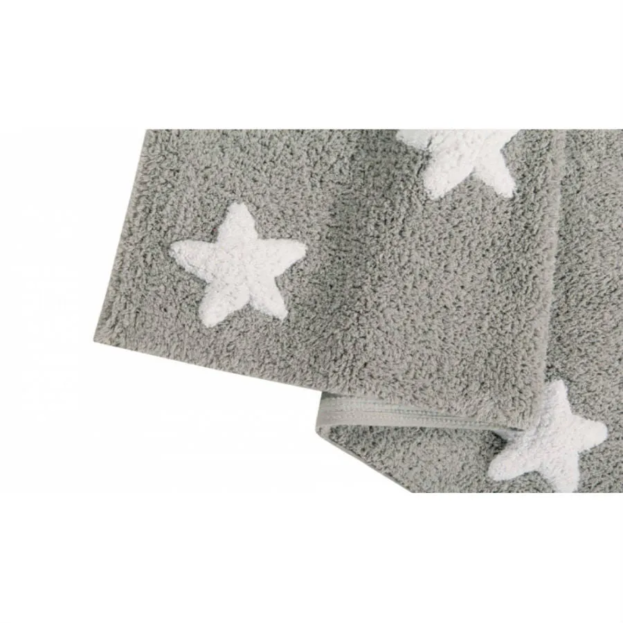 Lorena Canals Grey Stars White Washable Cotton Rug