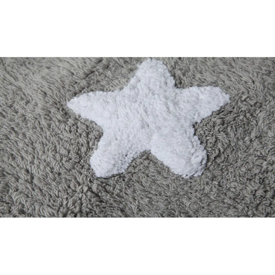 Lorena Canals Grey Stars White Washable Cotton Rug