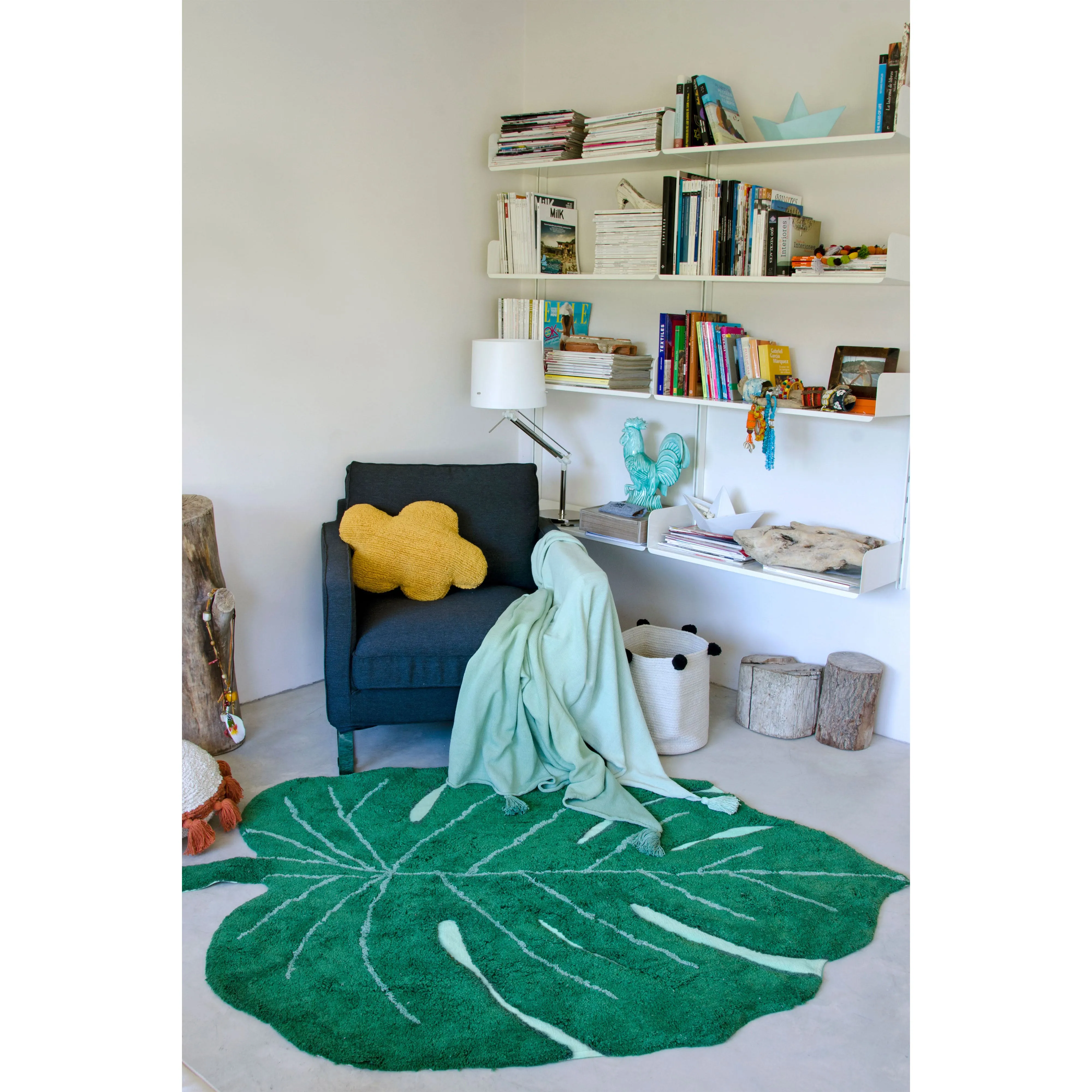 Lorena Canals Monstera Leaf Machine Washable Cotton Rug