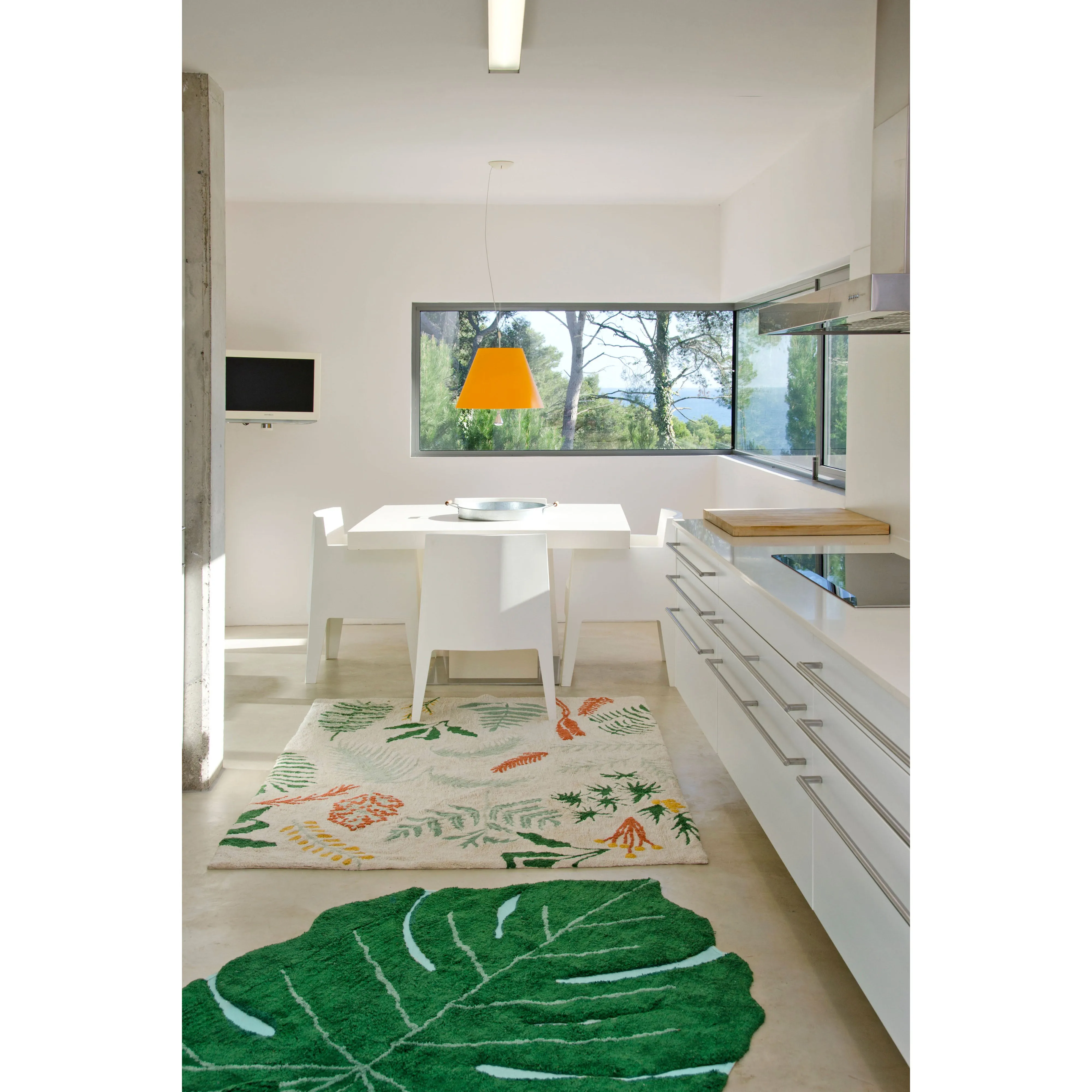Lorena Canals Monstera Leaf Machine Washable Cotton Rug