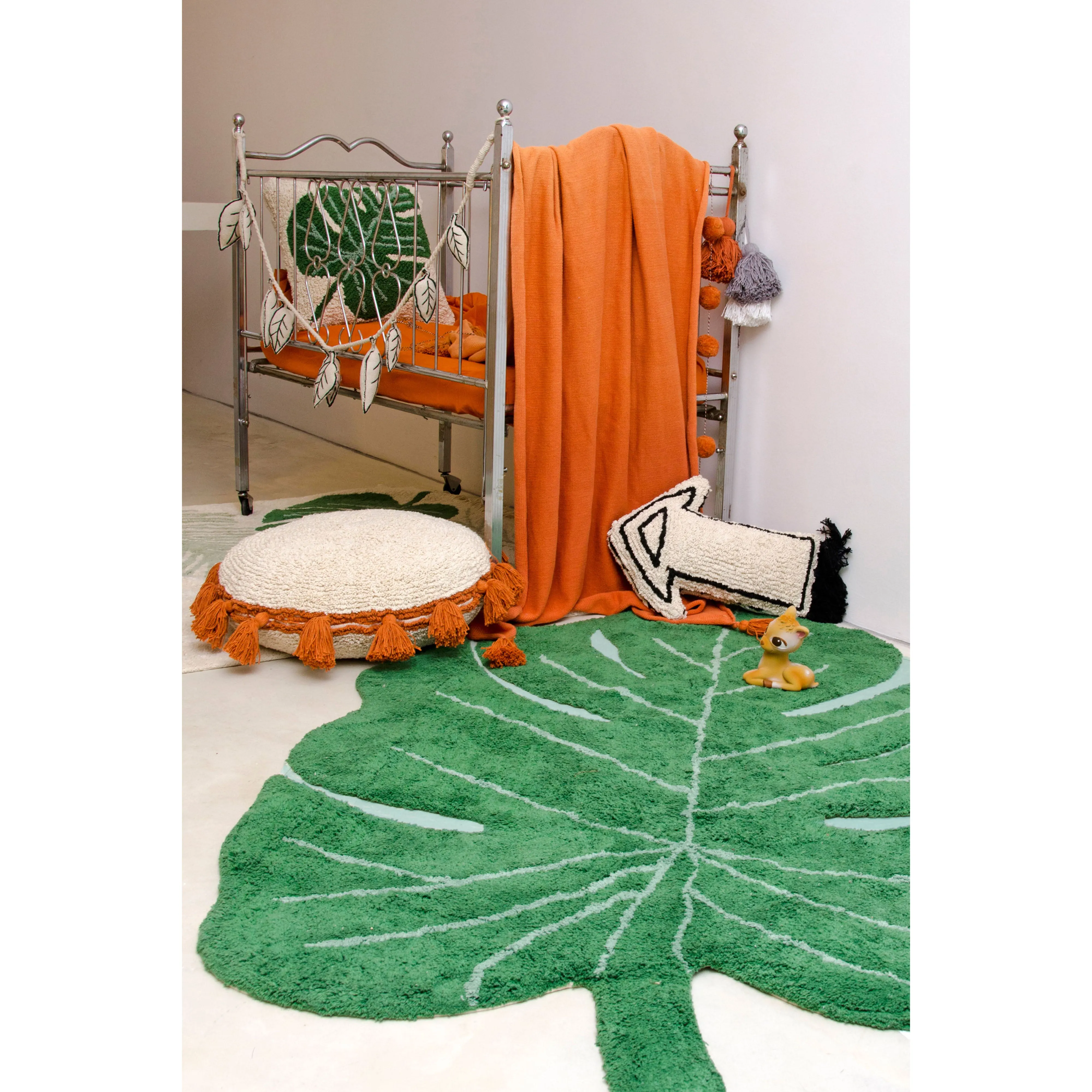 Lorena Canals Monstera Leaf Machine Washable Cotton Rug