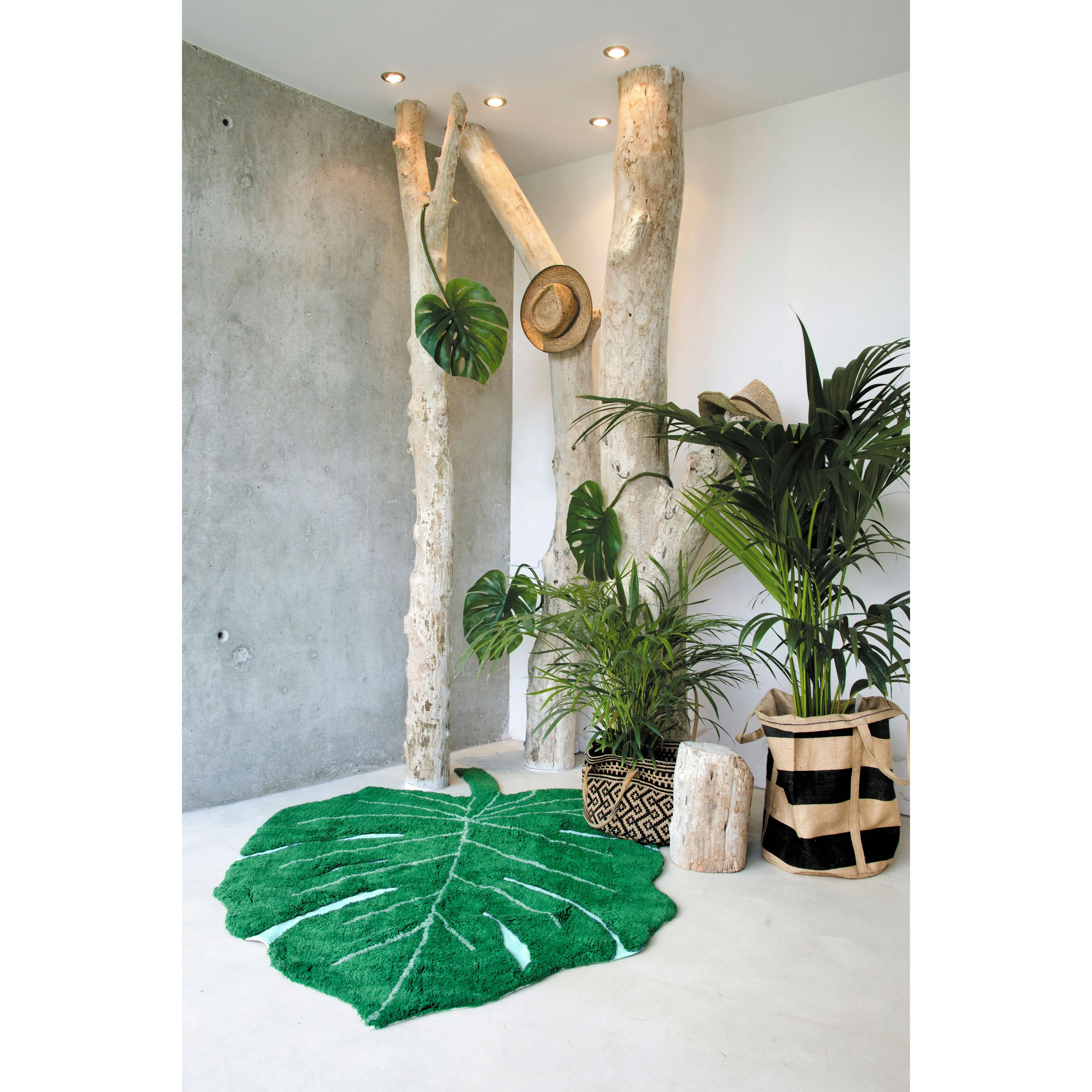 Lorena Canals Monstera Leaf Machine Washable Cotton Rug