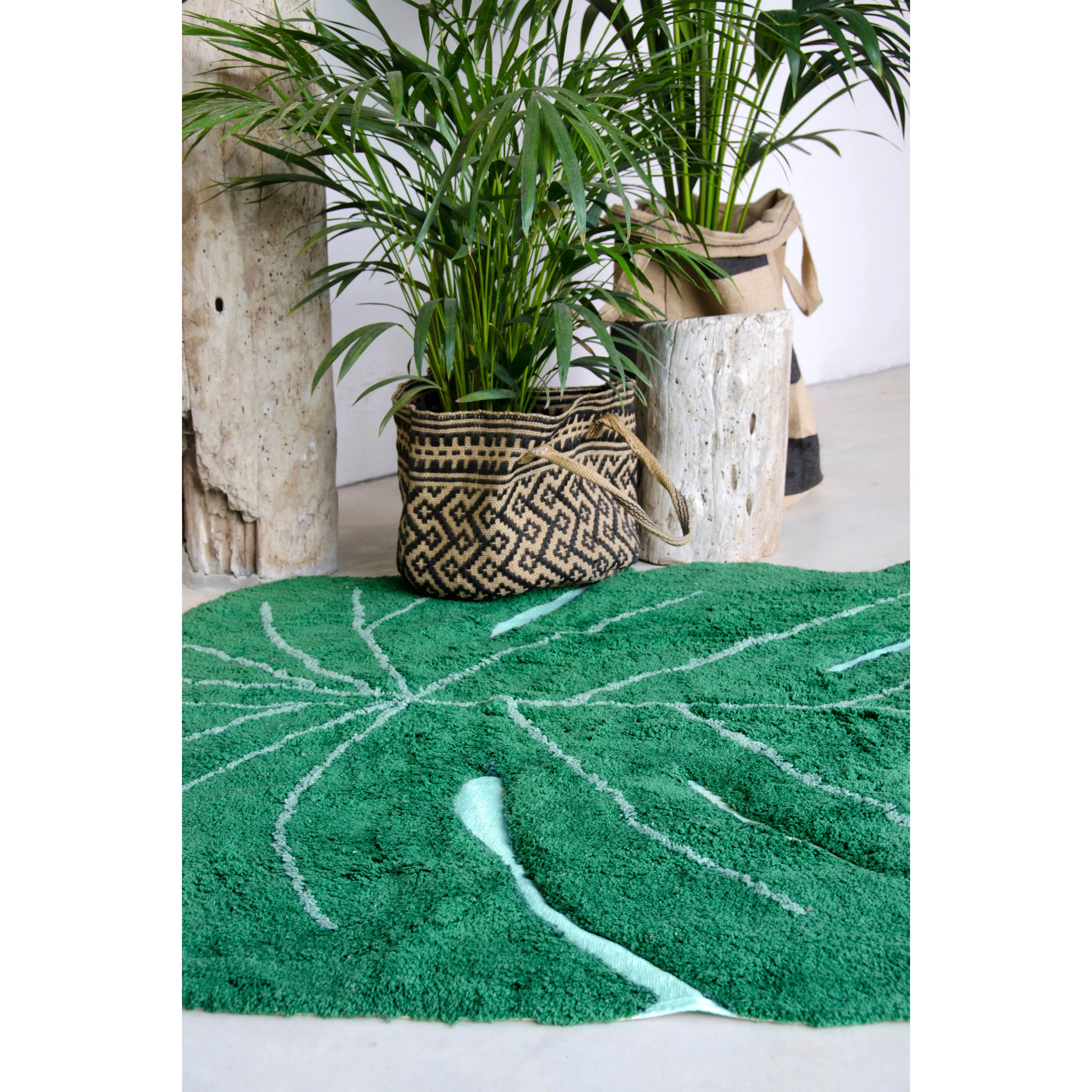 Lorena Canals Monstera Leaf Machine Washable Cotton Rug