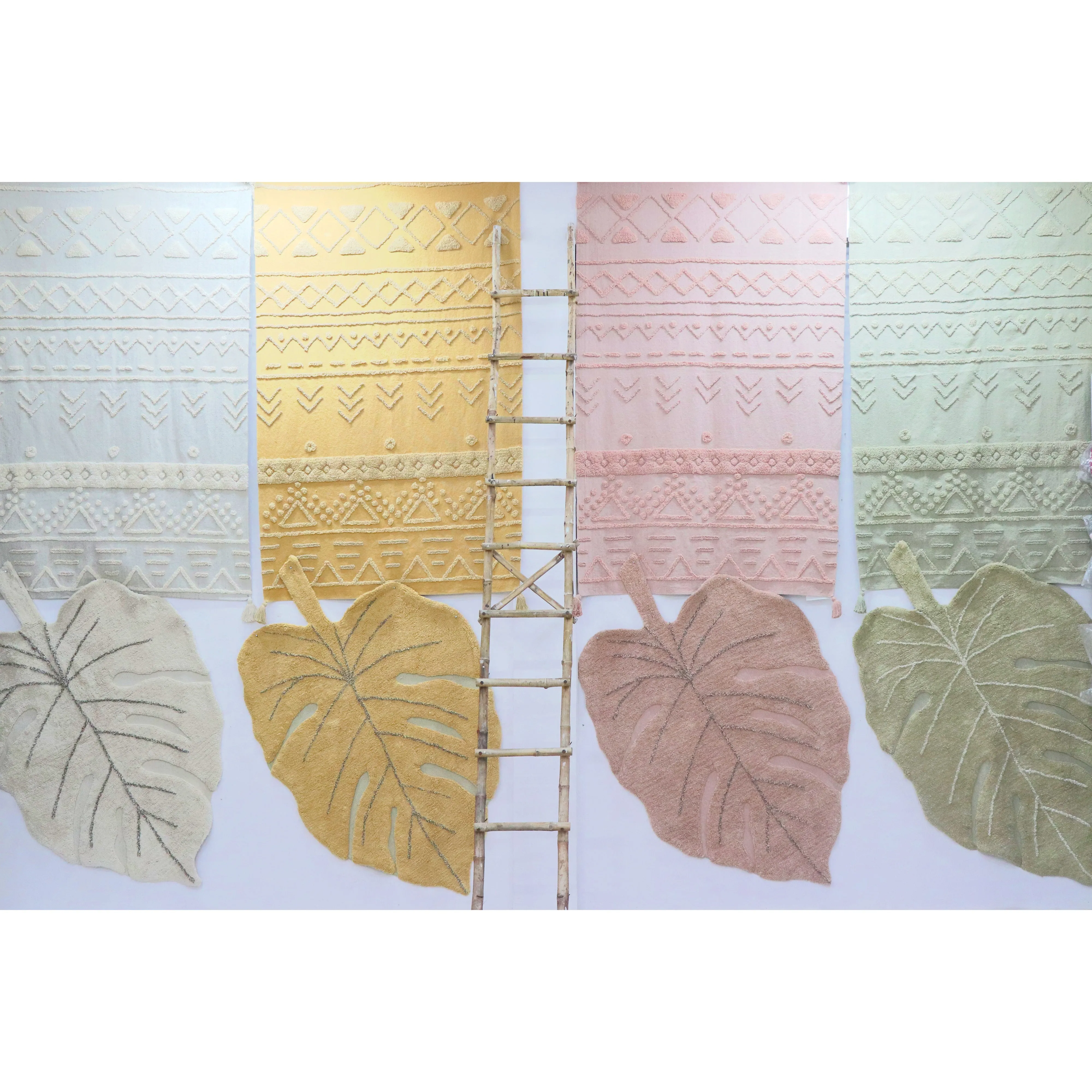 Lorena Canals Re-Edition Monstera Olive Machine Washable Cotton Rug