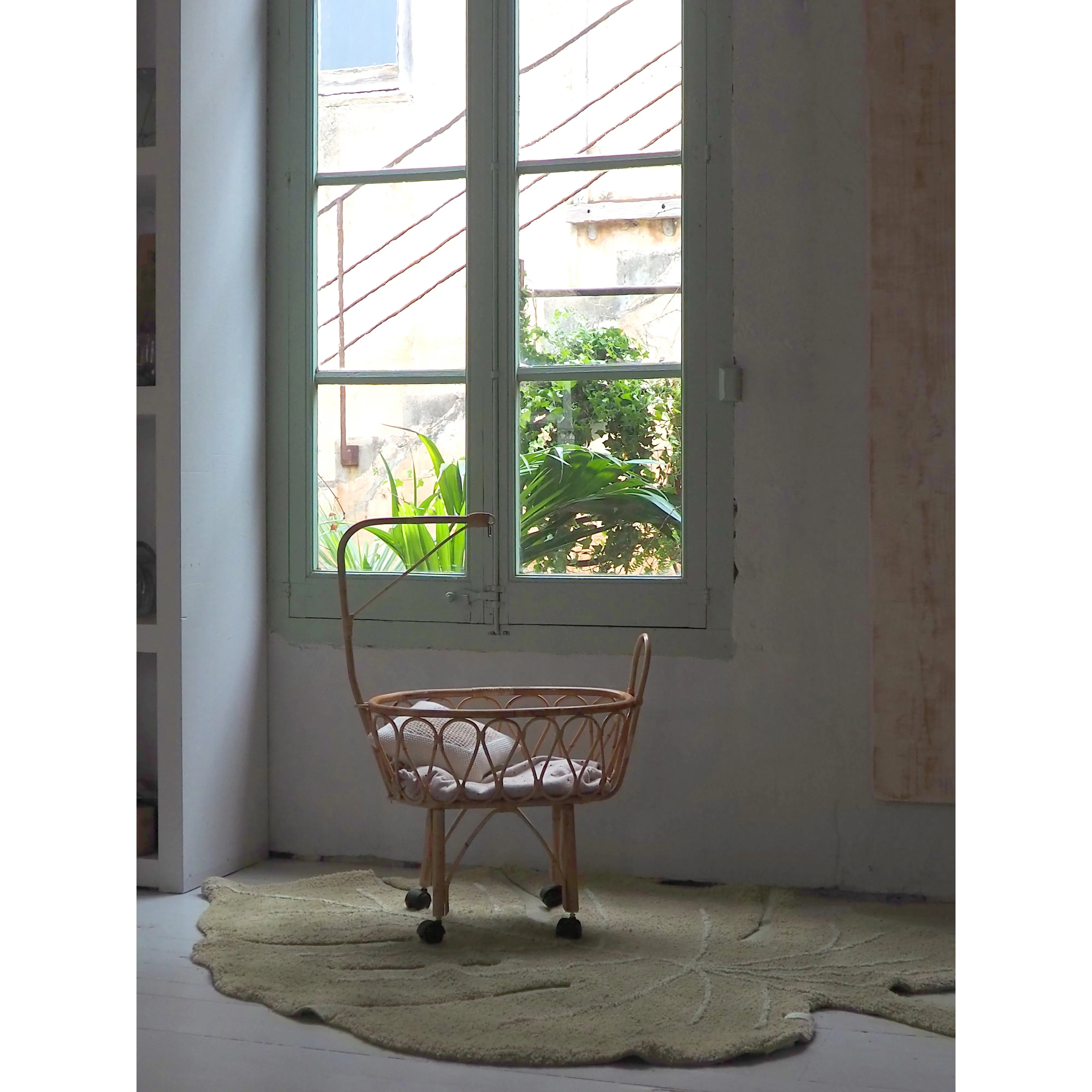 Lorena Canals Re-Edition Monstera Olive Machine Washable Cotton Rug