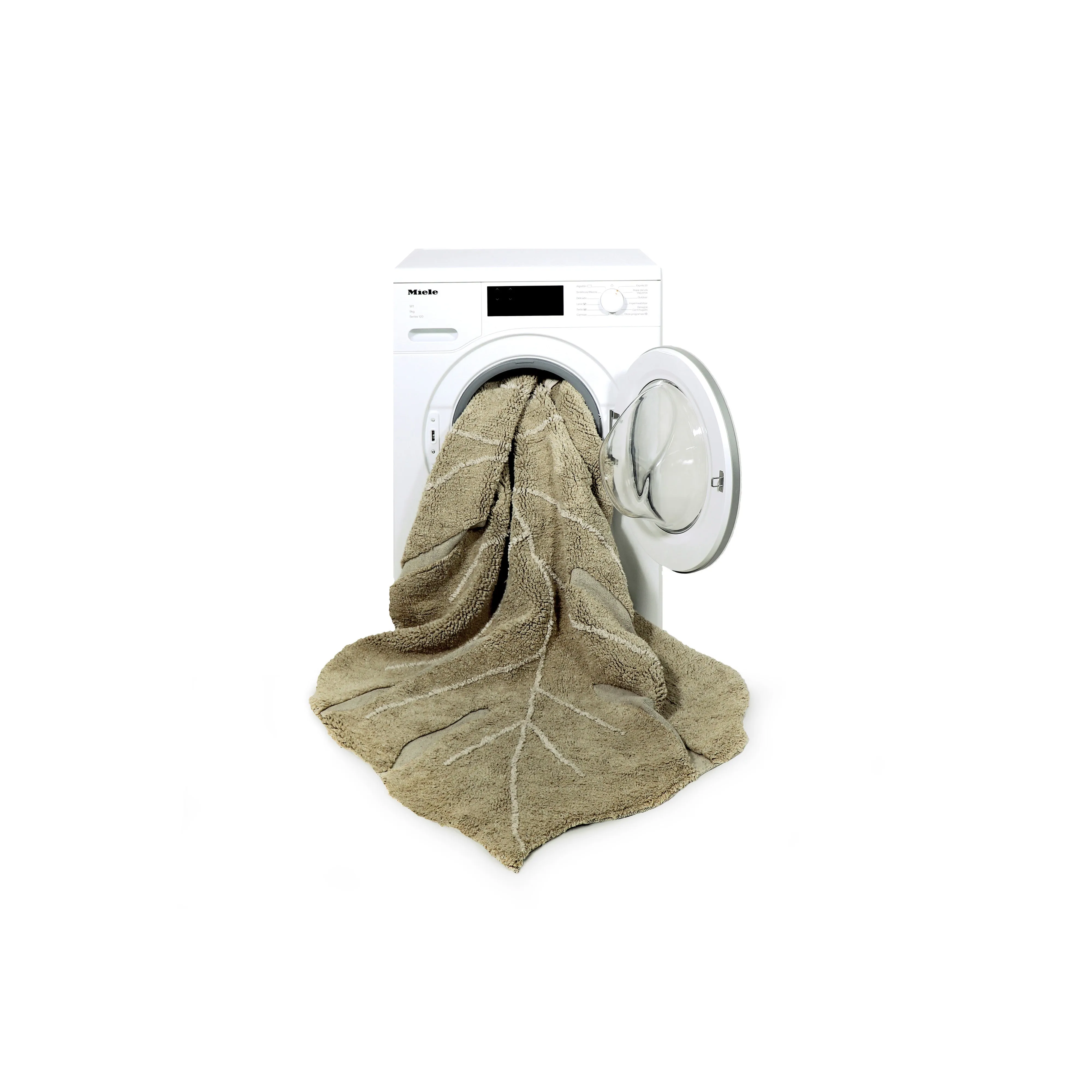 Lorena Canals Re-Edition Monstera Olive Machine Washable Cotton Rug