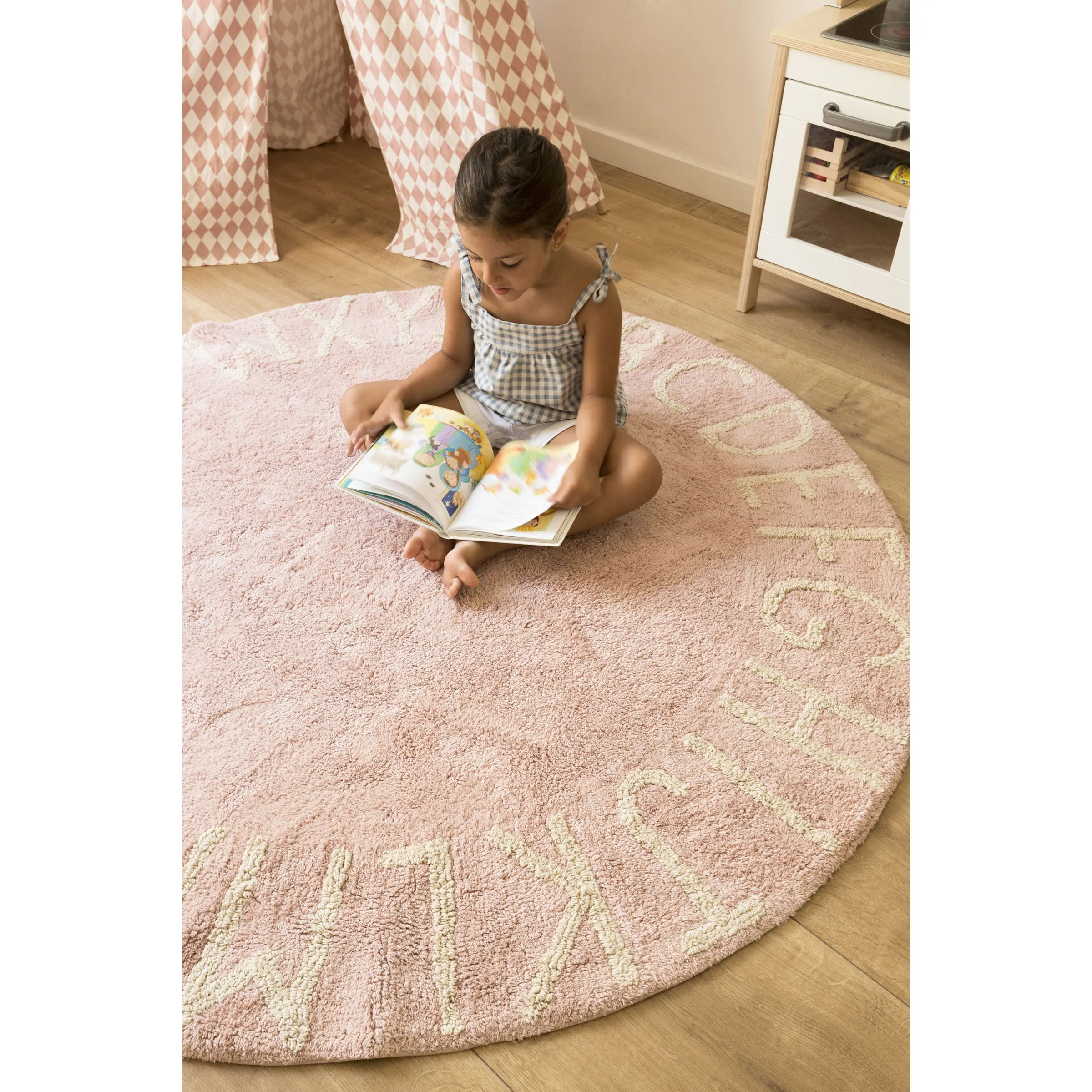Lorena Canals Round ABC Vintage Nude Natural Machine Washable Cotton Rug (Pre-Order; Est. Delivery in 4-8 Weeks)